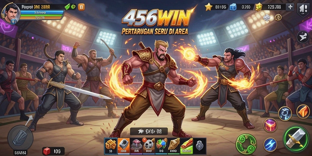 Tangkapan layar permainan 456WIN yang penuh aksi dan strategi pertarungan.