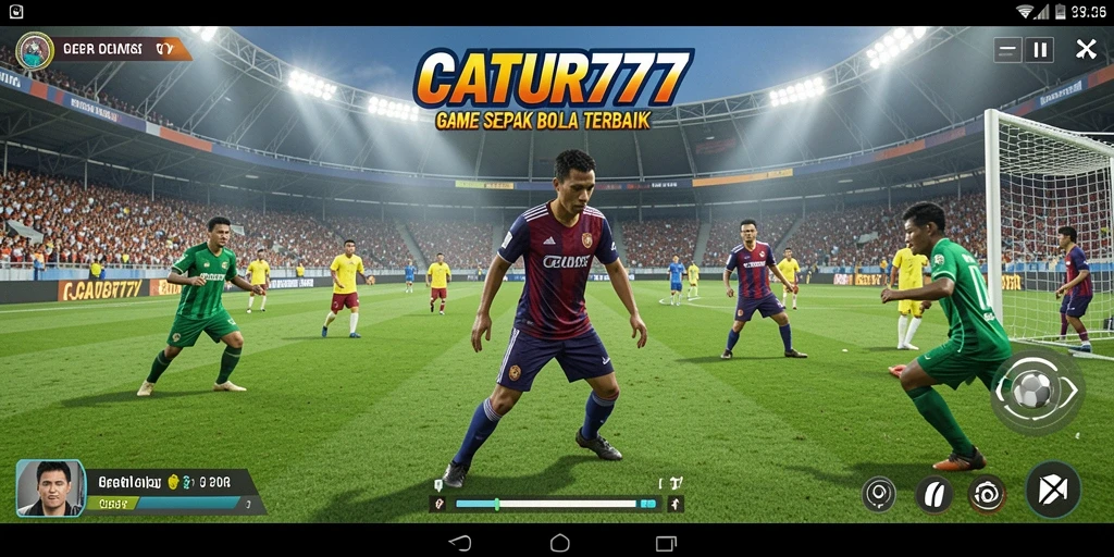 Tampilan gameplay mendebarkan dari CATUR777 dengan aksi sepak bola seru.