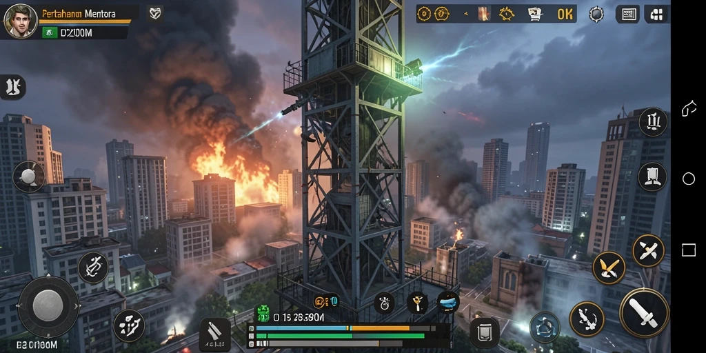 Tampilan gameplay D200M dalam aksi Tower Defense yang mendebarkan.