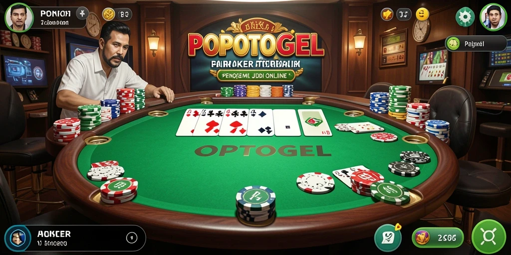 Tampilan gameplay seru di POPOTOGEL saat bermain poker.